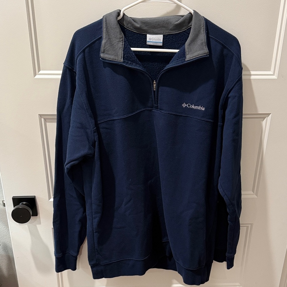 Columbia Men's Zip Up Sweater in Navy and Gray